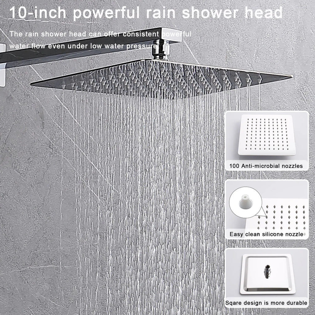 12 in Square Rain Shower Combo Set with Handheld & Rough-In Valve, Chrome