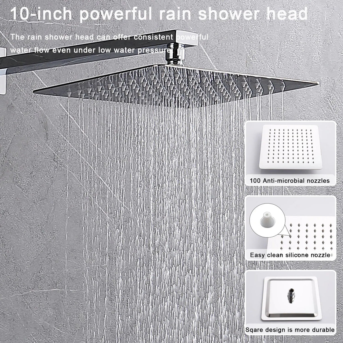 12 in Square Rain Shower Combo Set with Handheld & Rough-In Valve, Chrome