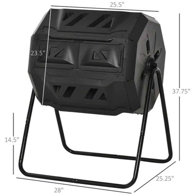 Dual Chamber Compost Tumbler 42 Gallon Rotating Compost Bin – image 4
