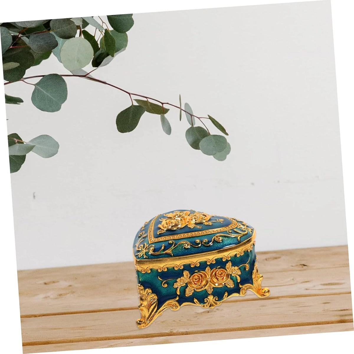 Embossed Metal Jewelry Box - Vintage Rose Trinket Case – image 4