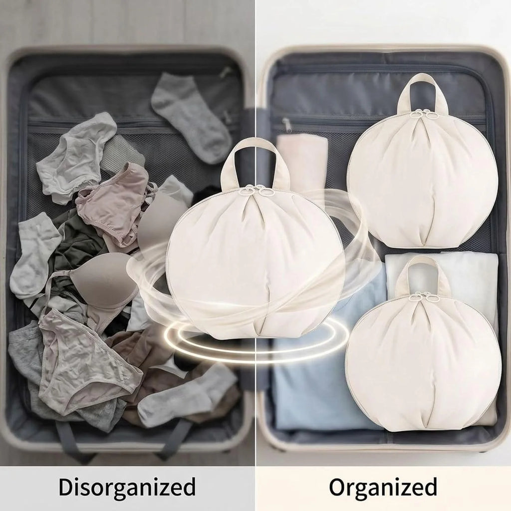 Lingerie Storage Bags 2 Pcs – Round Oxford Cloth Travel Organizers – image 2