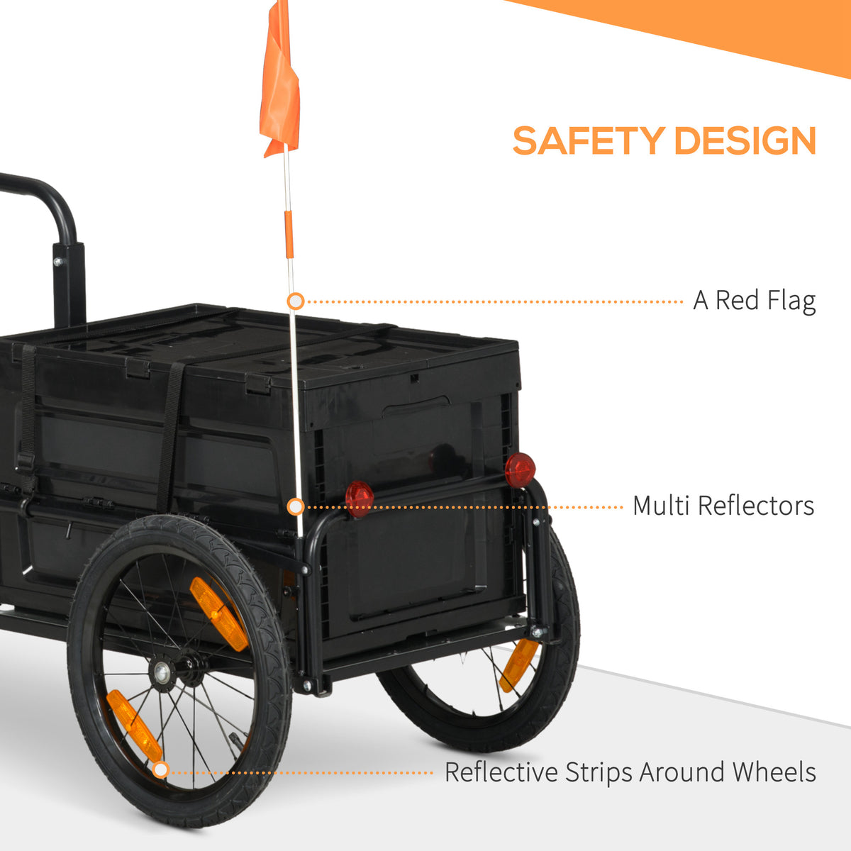 Bike Cargo Trailer with Removable Storage Box, Foldable Steel Frame – image 6