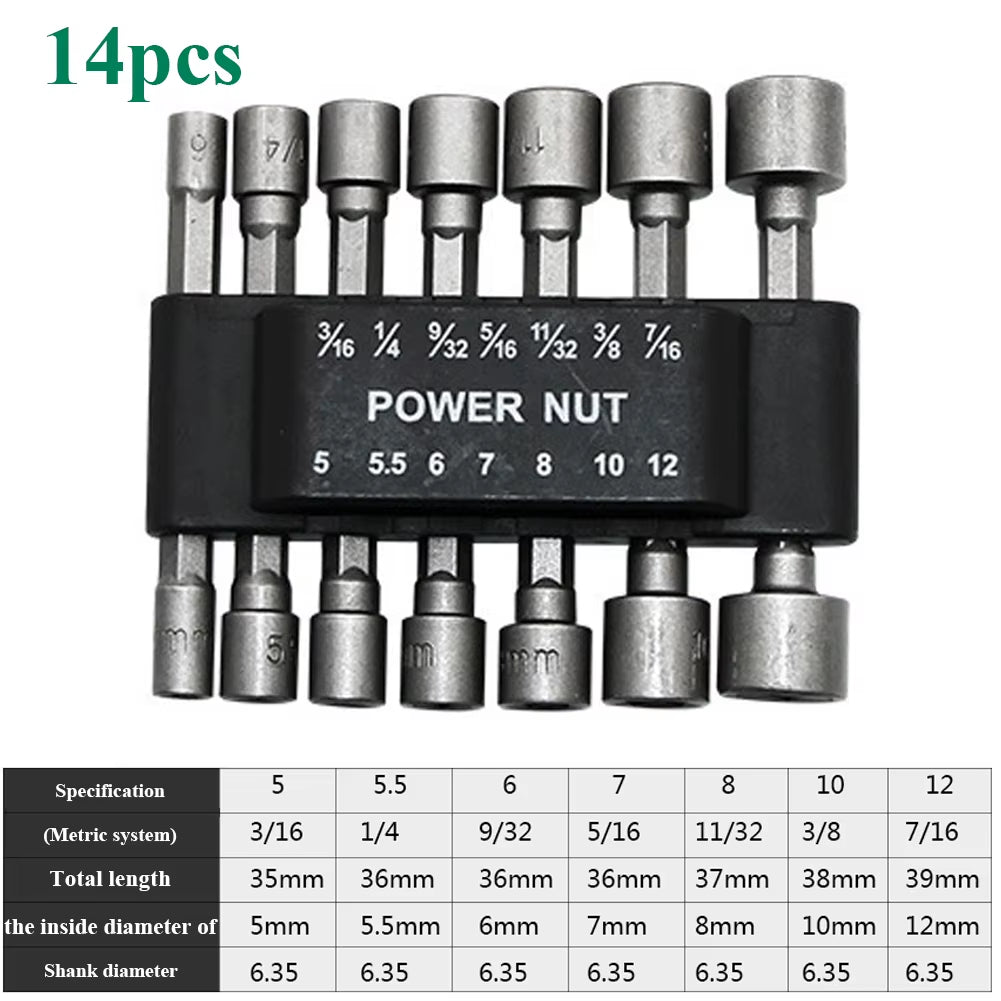 Nut Driver Bit Set, 1/4-Inch Hex Shank Metric and SAE Sockets – image 4