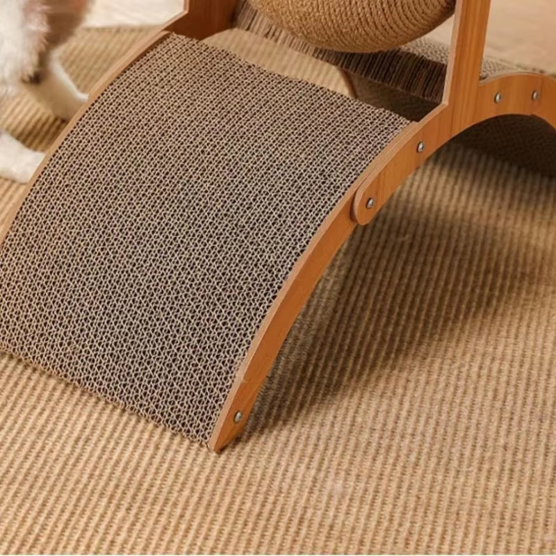 Cat Scratcher Toy - Wooden Frame with Spinning Sisal Ball – image 6