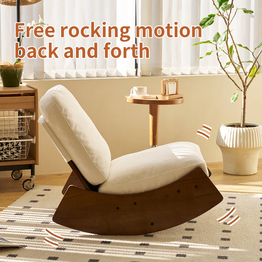 Corduroy Upholstered Glider Rocking Chair with Solid Wood Frame – image 3