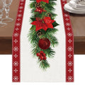 Watercolor Poinsettia Christmas Table Runner 13 x 72 In – image 1