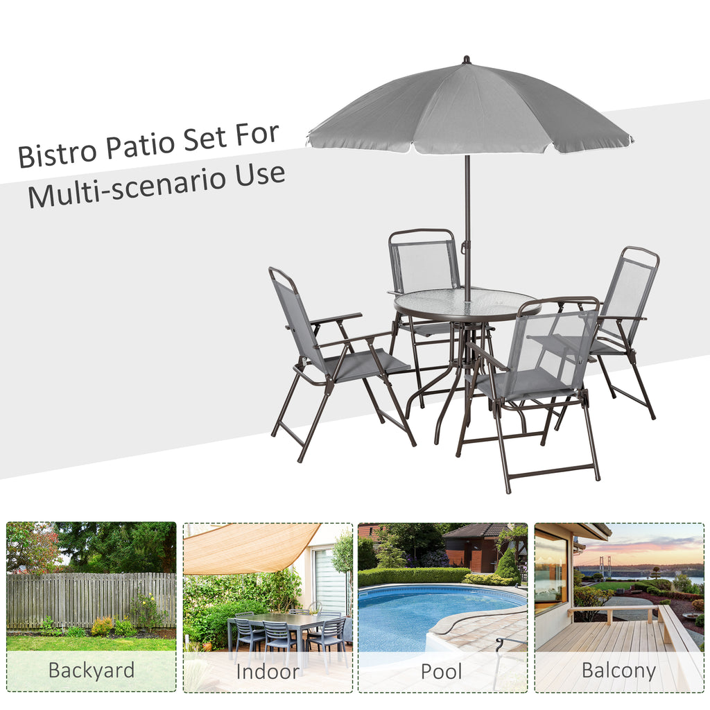 6-Piece Patio Dining Set for 4 with Umbrella and Folding Chairs – image 7