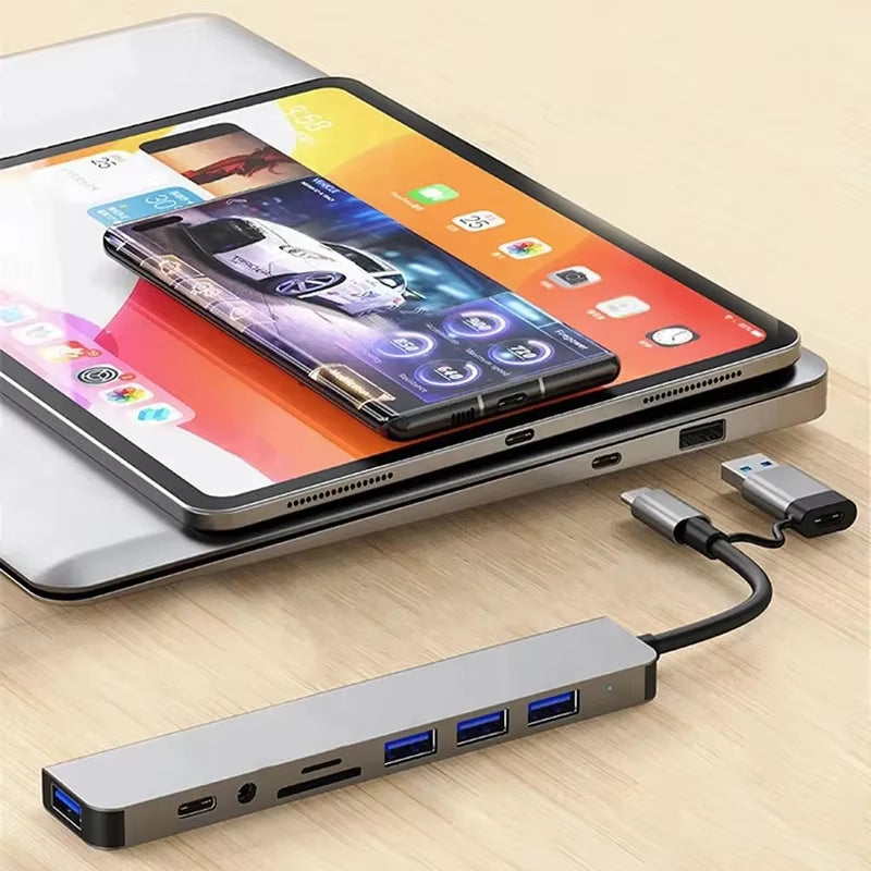 USB C Hub 8-in-2 with SD/TF Card Reader and Audio Jack – image 4