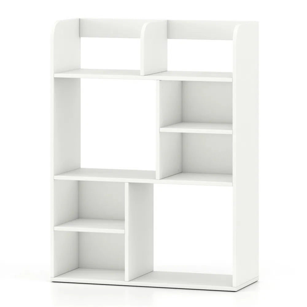 Vertical 8-Cube Desktop Storage Shelf, White Desk Organizer Hutch – image 1
