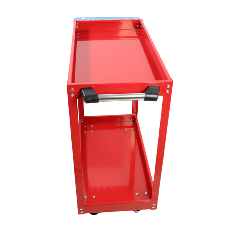 Rolling Tool Cart 2-Shelf Steel Utility Cart, 400 lb, Red – image 3
