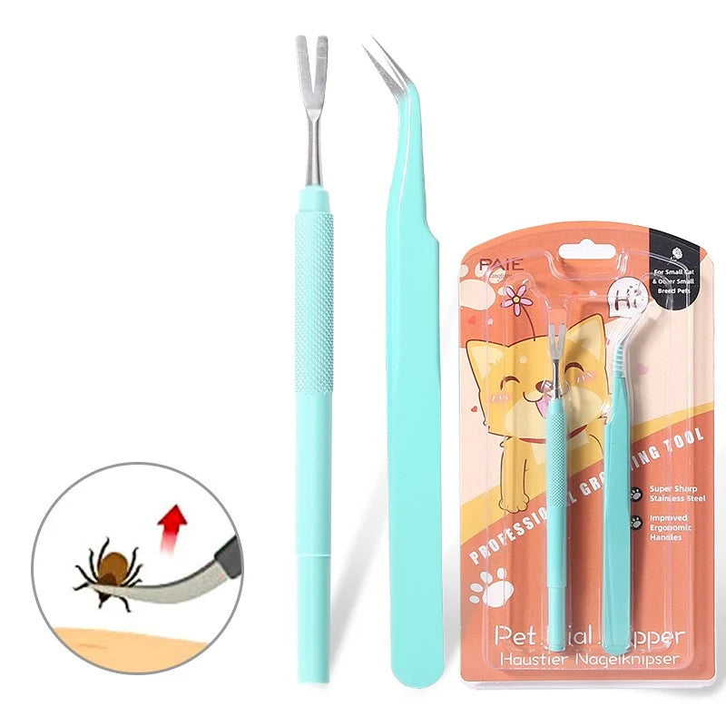Pet Tick Tweezers 2-Pack - Stainless Steel Grooming Tool