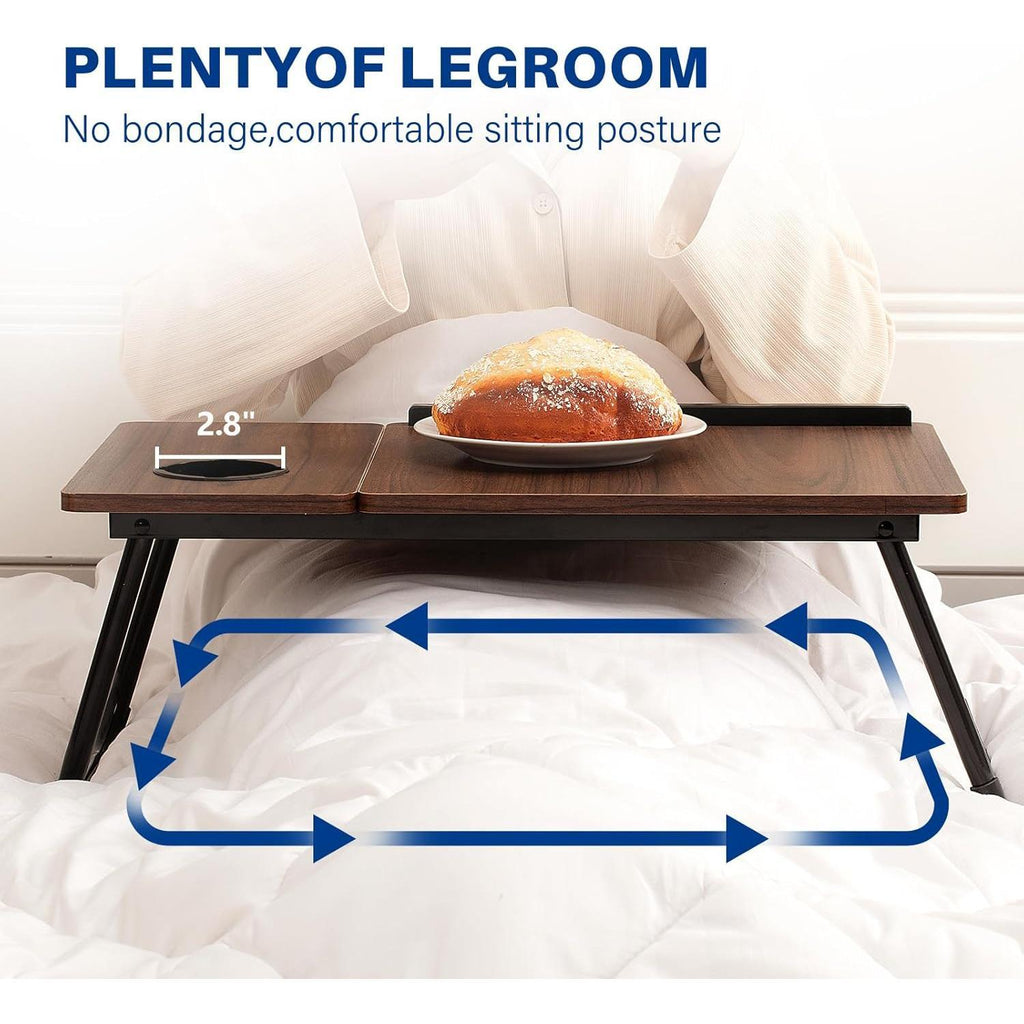 Adjustable Laptop Desk, Foldable Solid Wood Bed Table – image 6