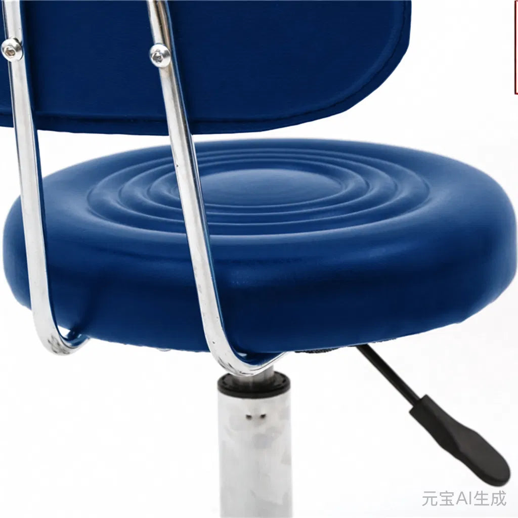 Round Adjustable Salon Stool with Backrest and 360 Swivel, Blue – image 12