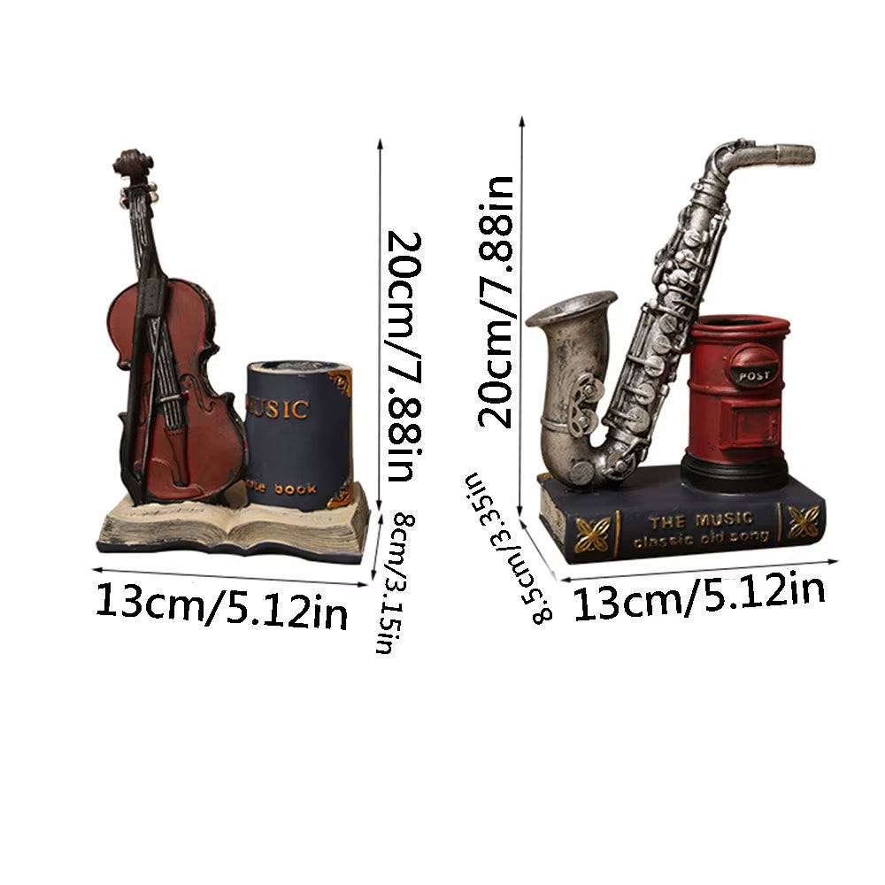 Saxophone and Violin Resin Pen Holder Desk Ornament – image 7