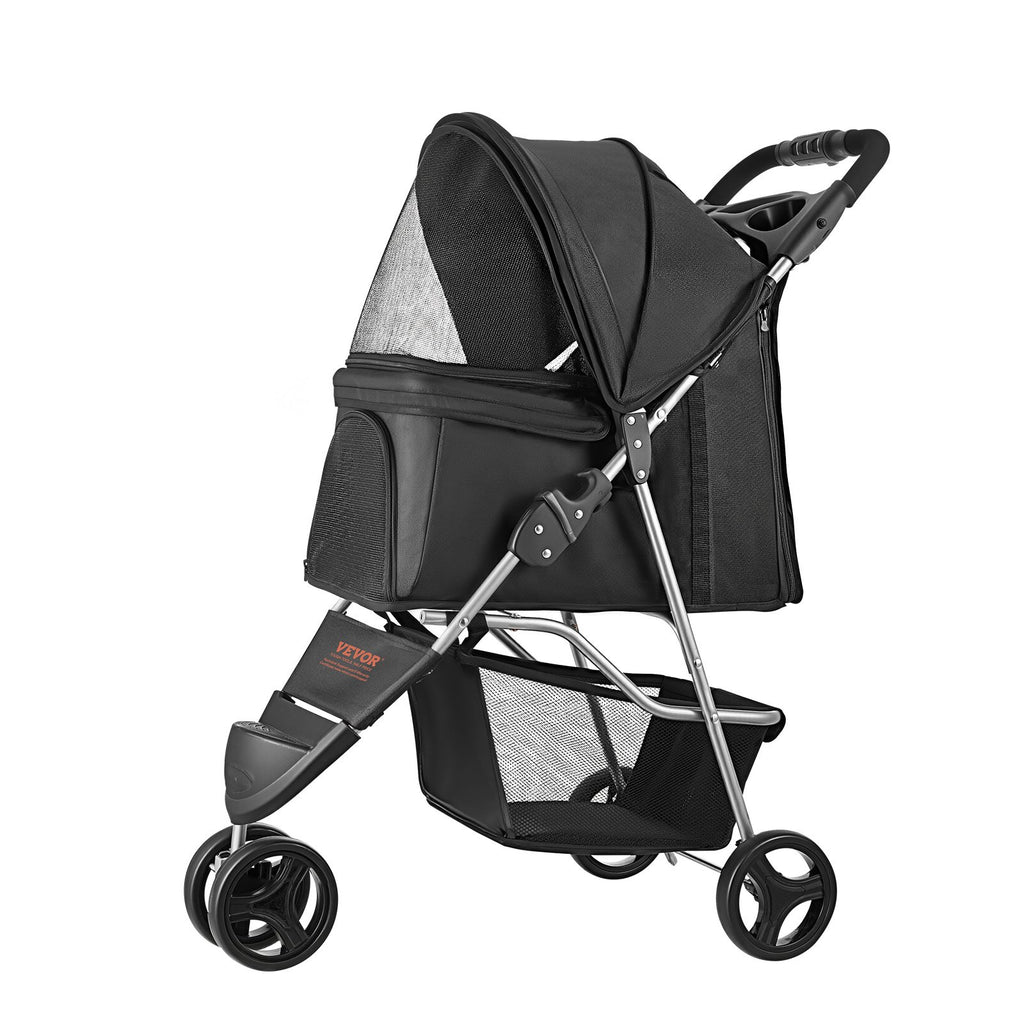 3 Wheel Foldable Pet Stroller for Small Dogs up to 35 Lb