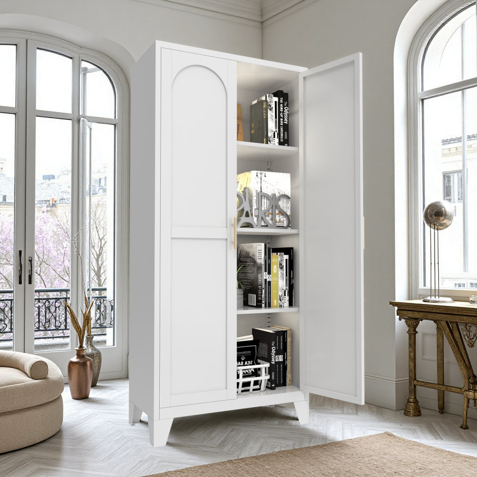 61 in Metal Storage Cabinet with Doors and Adjustable Shelves, White – image 4