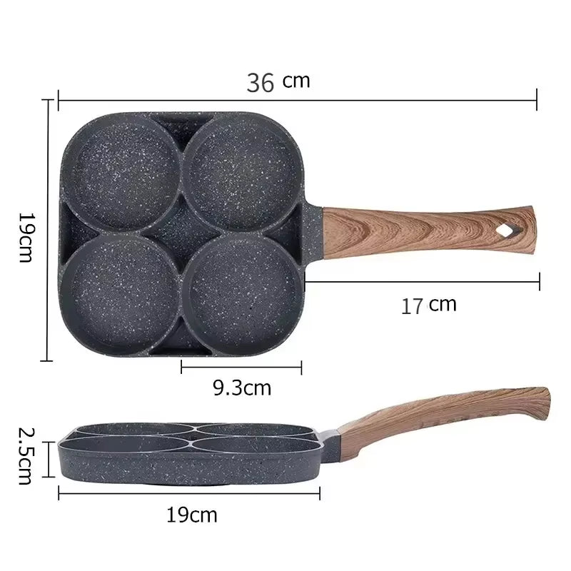 4-Hole Nonstick Egg Pan - Omelette & Breakfast Frying Pan