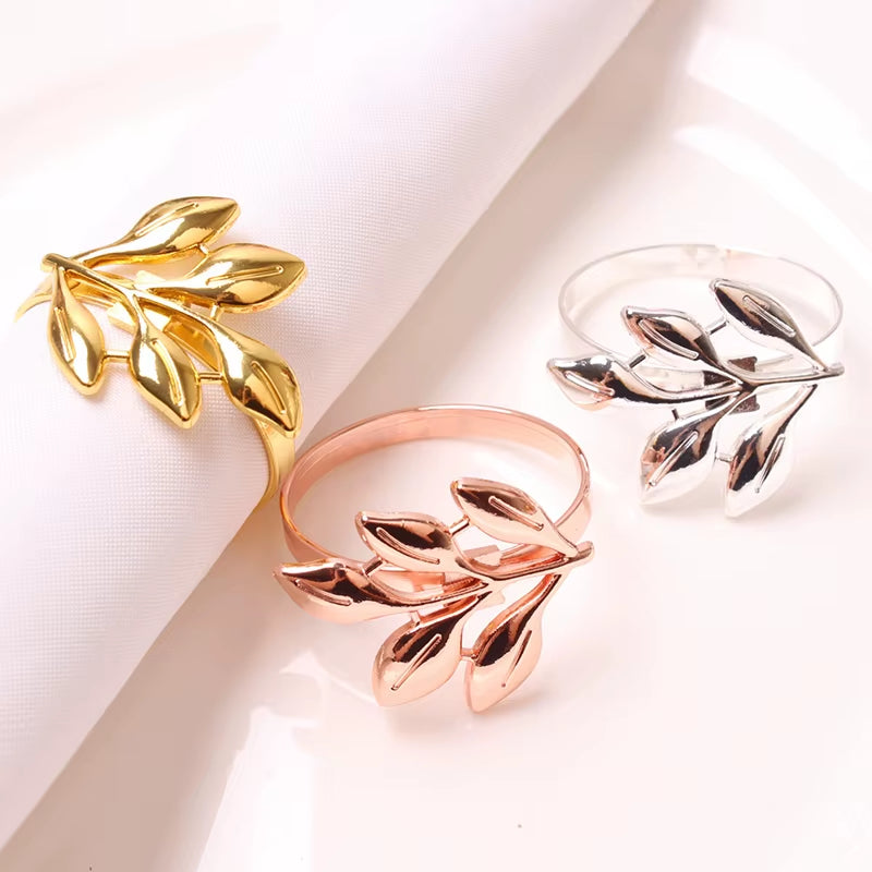 Napkin Rings – 12-Piece Metal Autumn Leaf Set – image 2