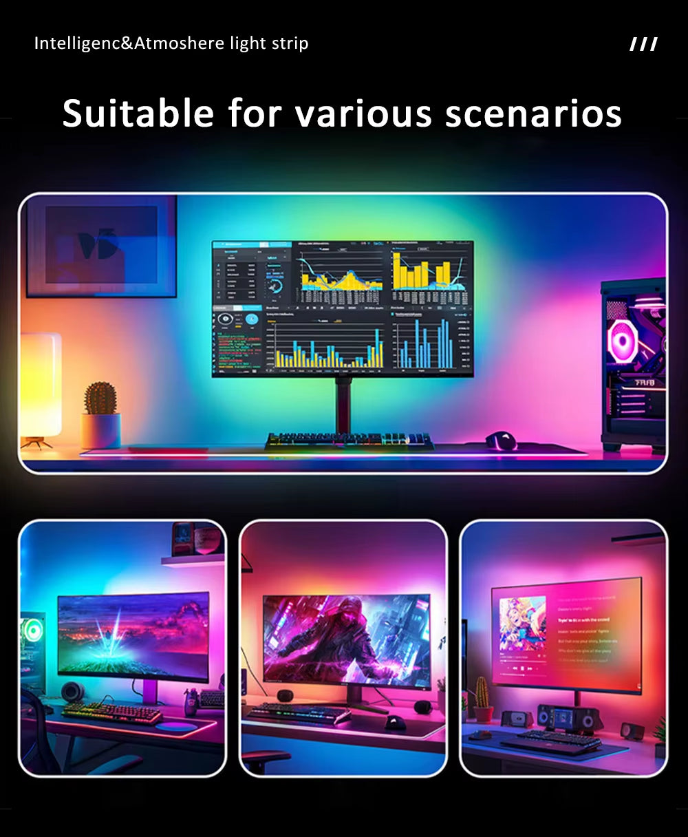PC Monitor LED Backlight Strip, RGBIC Screen Sync Light 24-34 in – image 6