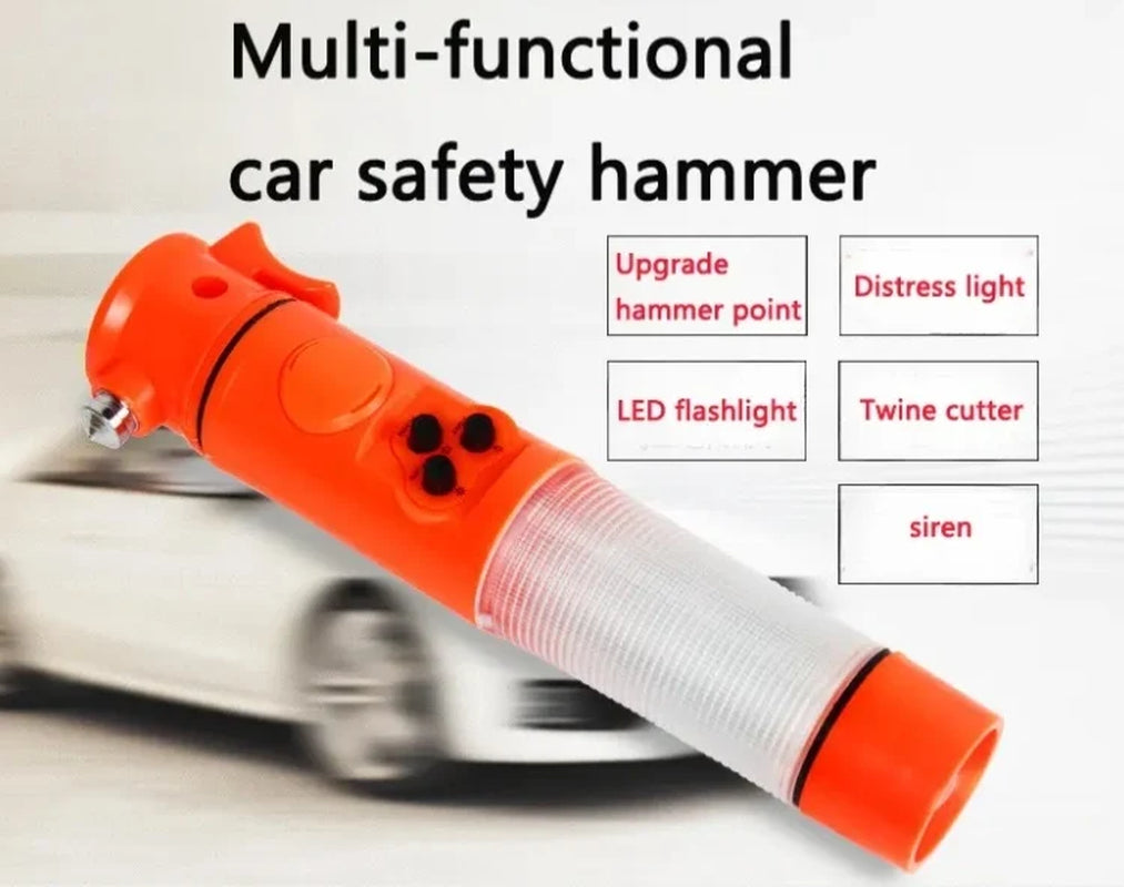 Car Safety Hammer with Seat Belt Cutter and LED Flashlight – image 2