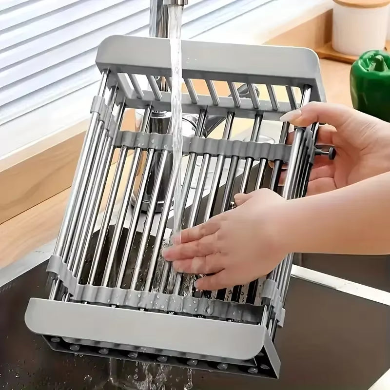 Expandable Sink Drain Basket – Stainless Steel Collapsible Dish Rack – image 3