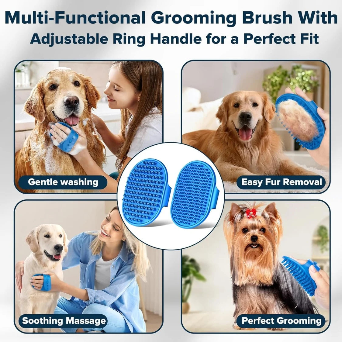 Dog Bath Grooming Kit – 6 Pcs Gloves, Brushes & Finger Brushes – image 7
