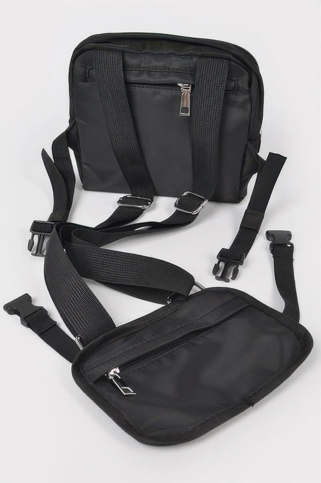 Nylon Sling Bag with Matching Pouch, Black – image 5
