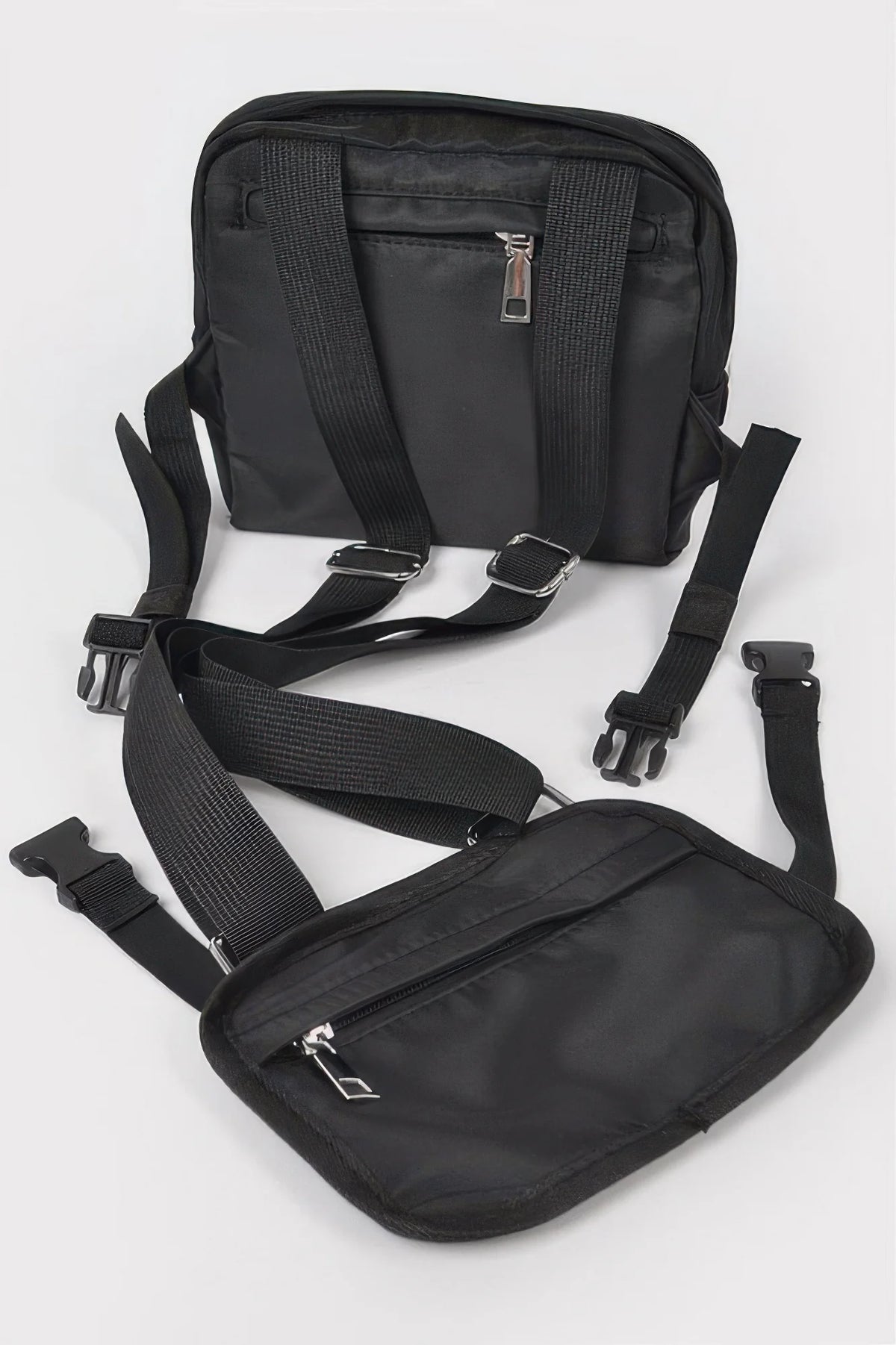 Nylon Sling Bag with Matching Pouch, Black – image 5