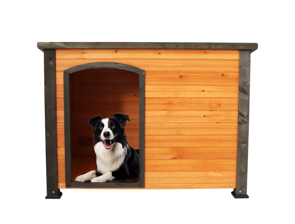 Solid Wood Outdoor Dog House 45 Inch with Raised Feet