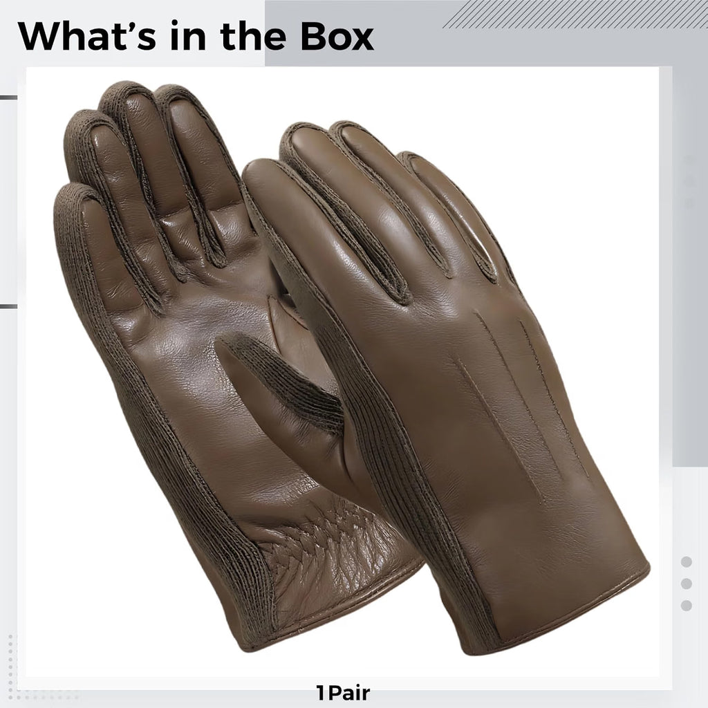 Sheepskin Leather Gloves for Men – Fleece-Lined Winter Driving Gloves – image 3