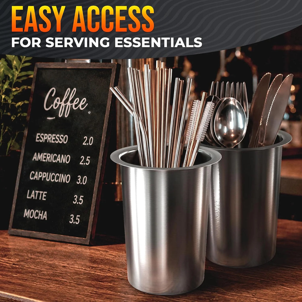 Utensil Holder Set – 3 Piece Stainless Steel Kitchen Canisters – image 4