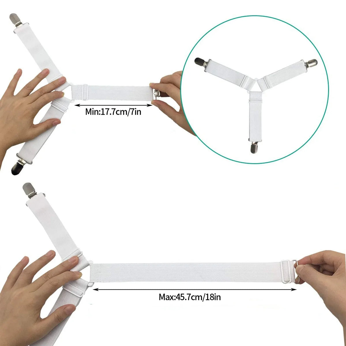 Bed Sheet Holder Straps - 4 Pack 3-Way Elastic Corner Grippers – image 5