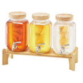 Triple Glass Drink Dispenser Set With Wood Stand, 3 x 1 Gallon – image 1