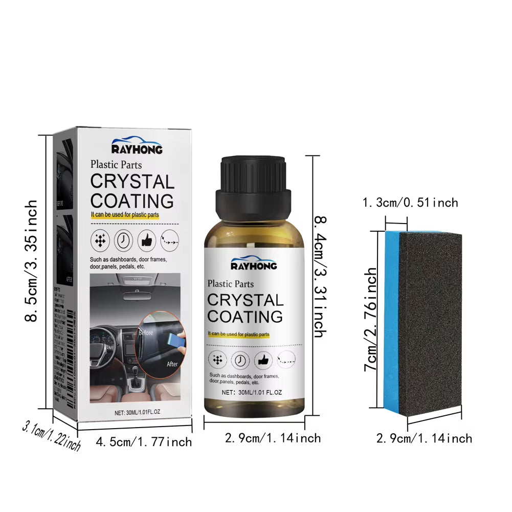 Car Plastic Restorer 30Ml - Trim Refurbishment Coating with Applicator Sponge