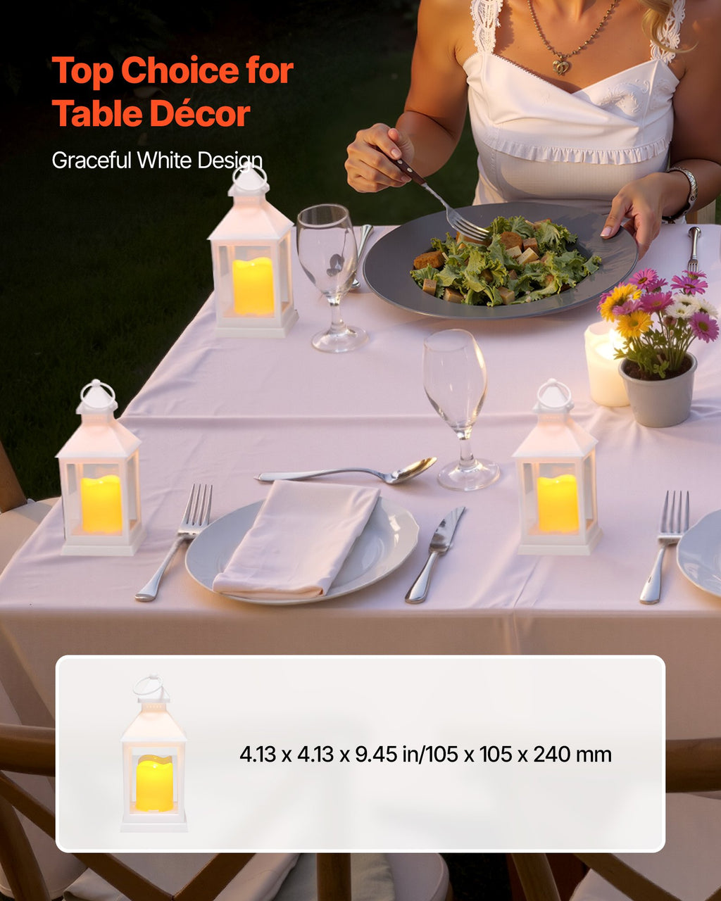 Flameless LED Candle Lanterns, White Hanging Lanterns, Set of 12