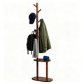 Rubber Wood Coat Tree with 8 Staggered Hooks and 2 Shelves – image 1