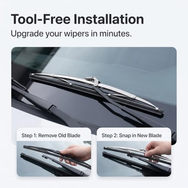 Stainless Steel Wiper Blade 12 in, Universal Windshield Wiper for Cars – image 6
