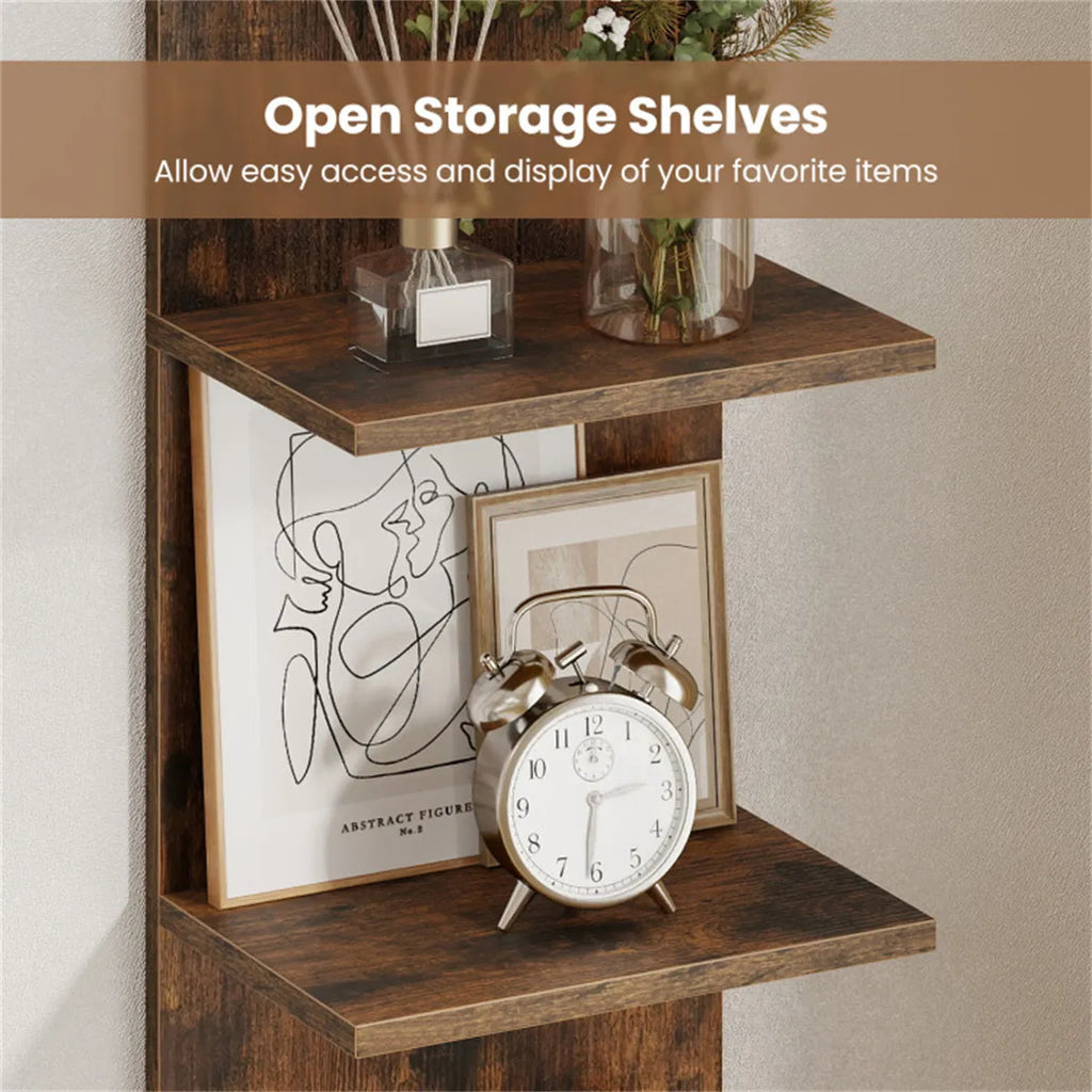 Floating Wall Shelf 5-Tier Rustic Wood Vertical Display Rack – image 8