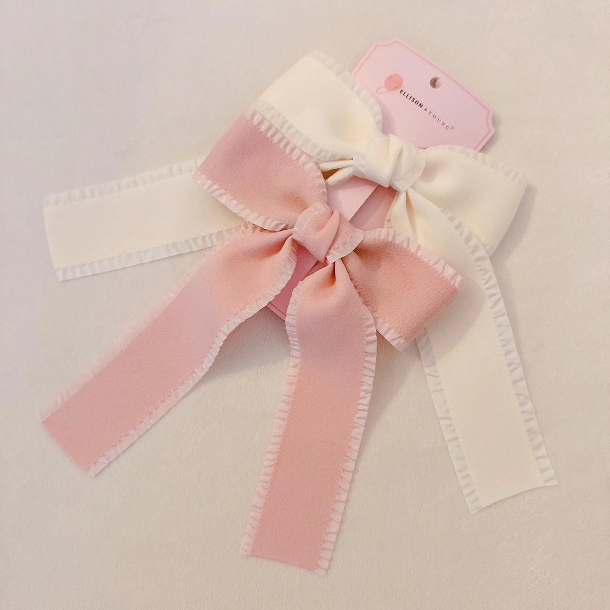 Bow Hair Clip Set – 2 Pack, Black & White – image 3