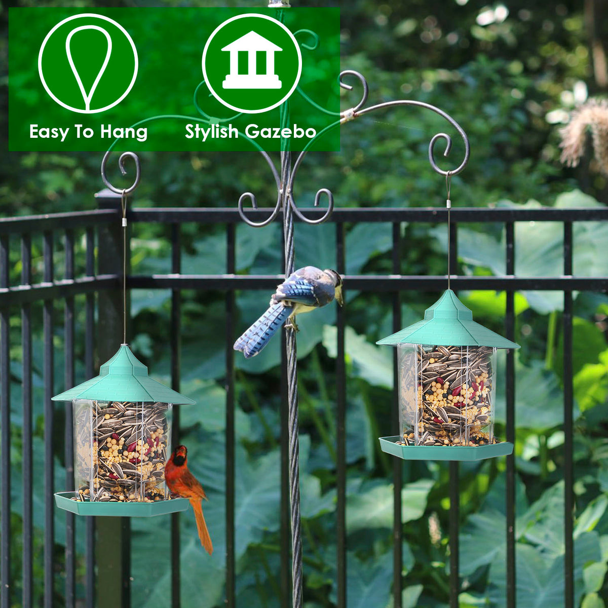 Gazebo Bird Feeder - Hanging 6-Port Wild Bird Seed Station – image 9