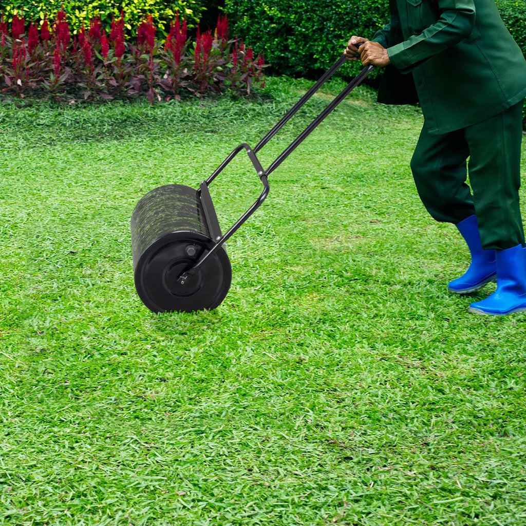 Lawn Roller 19.5 in Steel Drum, Push or Tow, 10 Gal Water Fill