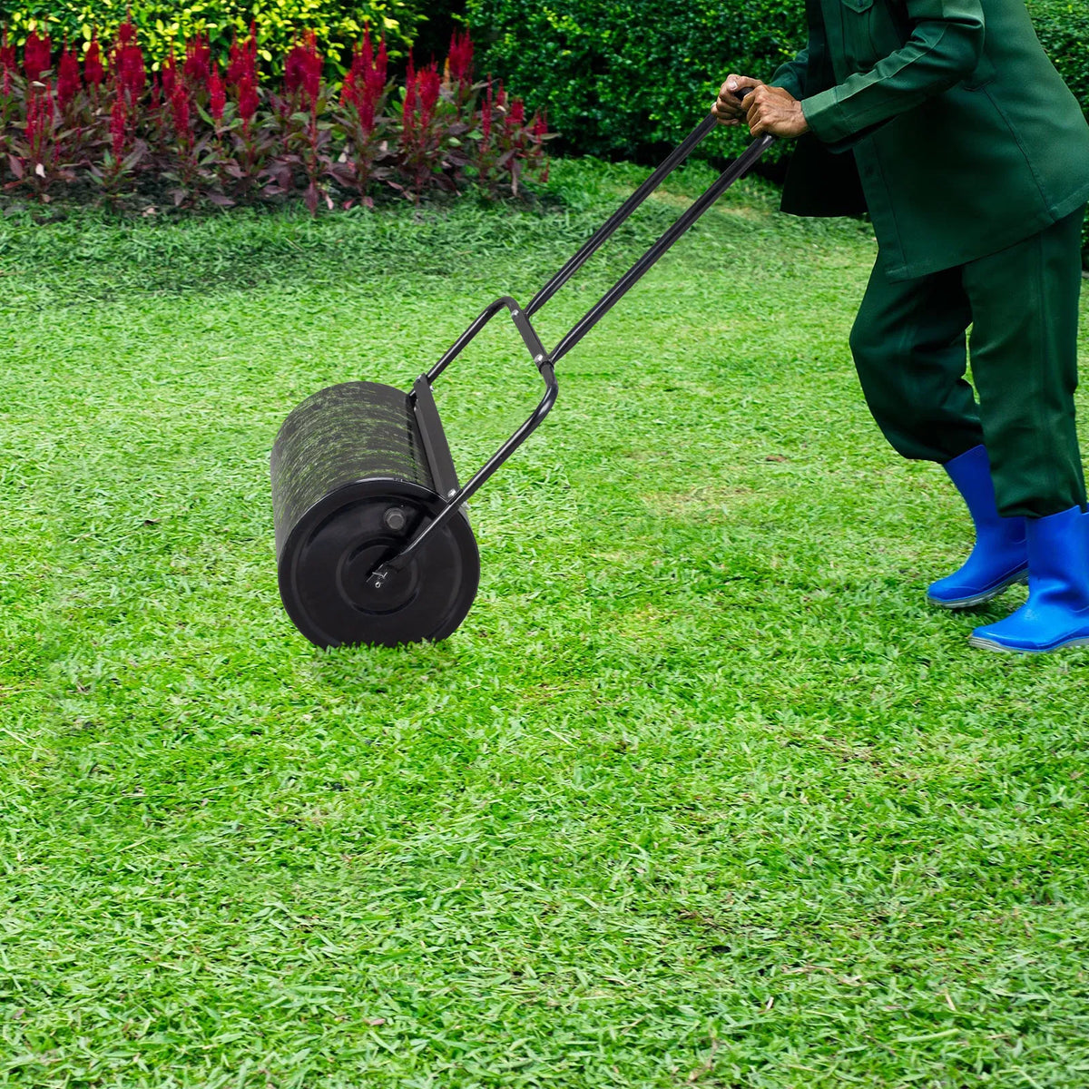 Lawn Roller 19.5 in Steel Drum, Push or Tow, 10 Gal Water Fill