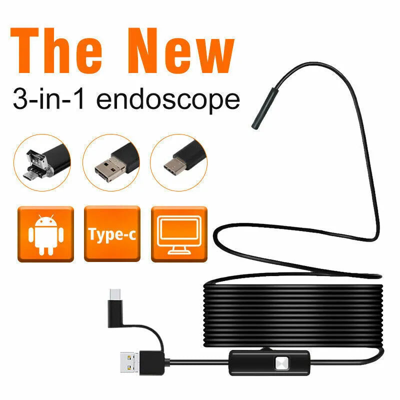 Plumbing USB Snake Inspection Scope 8mm with 6 LEDs