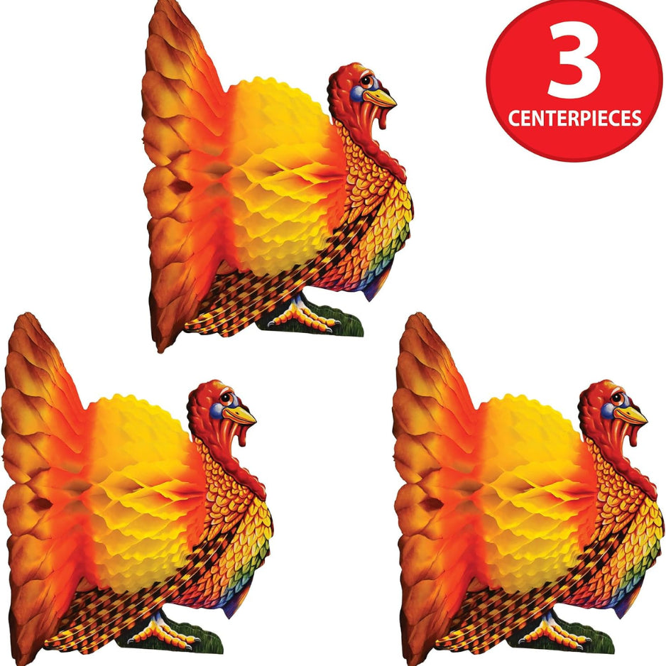 Tissue Paper Turkey Centerpieces 12 Inch, Set of 3 – image 3