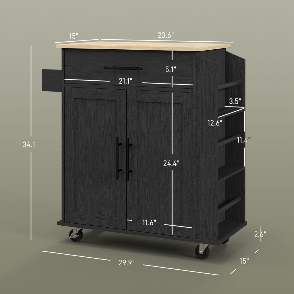 Rolling Kitchen Island Cart with Power Outlets and USB Ports – image 3
