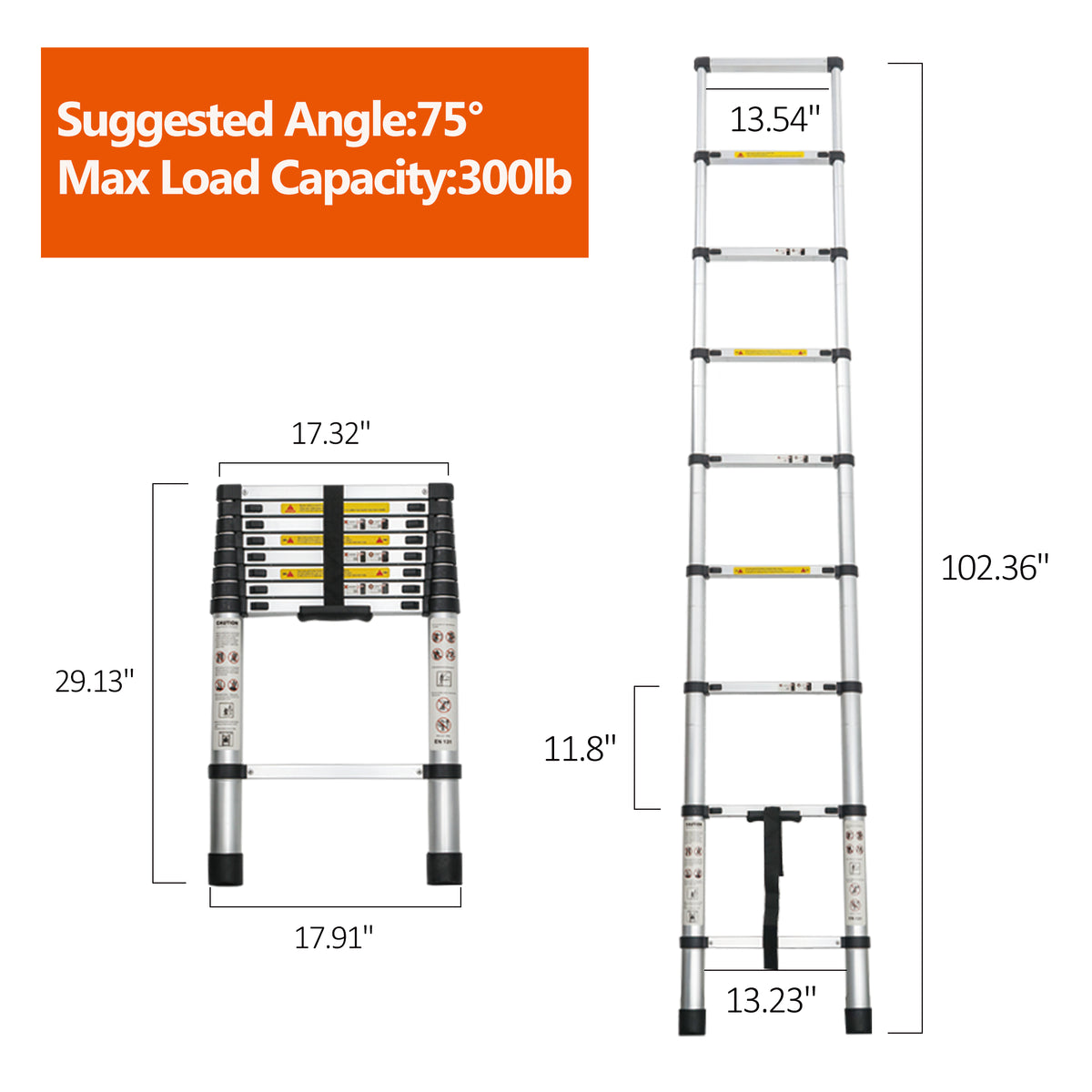 Telescoping Ladder 8.5 ft, Aluminum Extension Ladder 300 lb – image 7