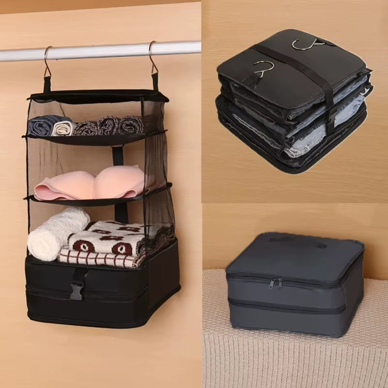 Hanging Closet Shelf – 4-Tier Foldable Fabric Organizer – image 5