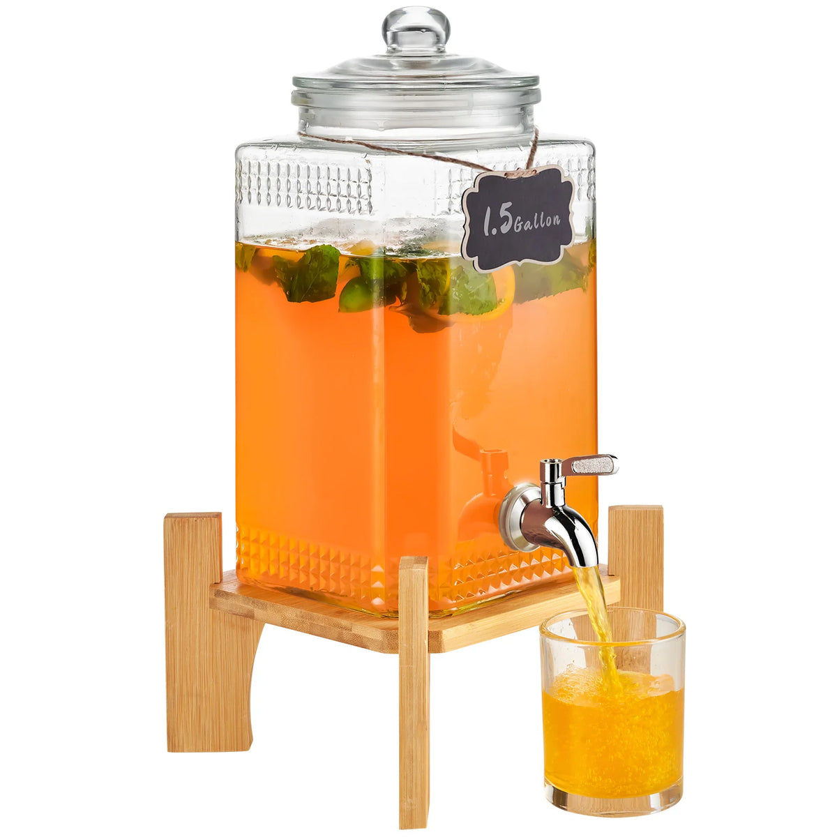 Set of 2 Glass 1.5 Gallon Punch Jars with Stand and Steel Taps – image 10