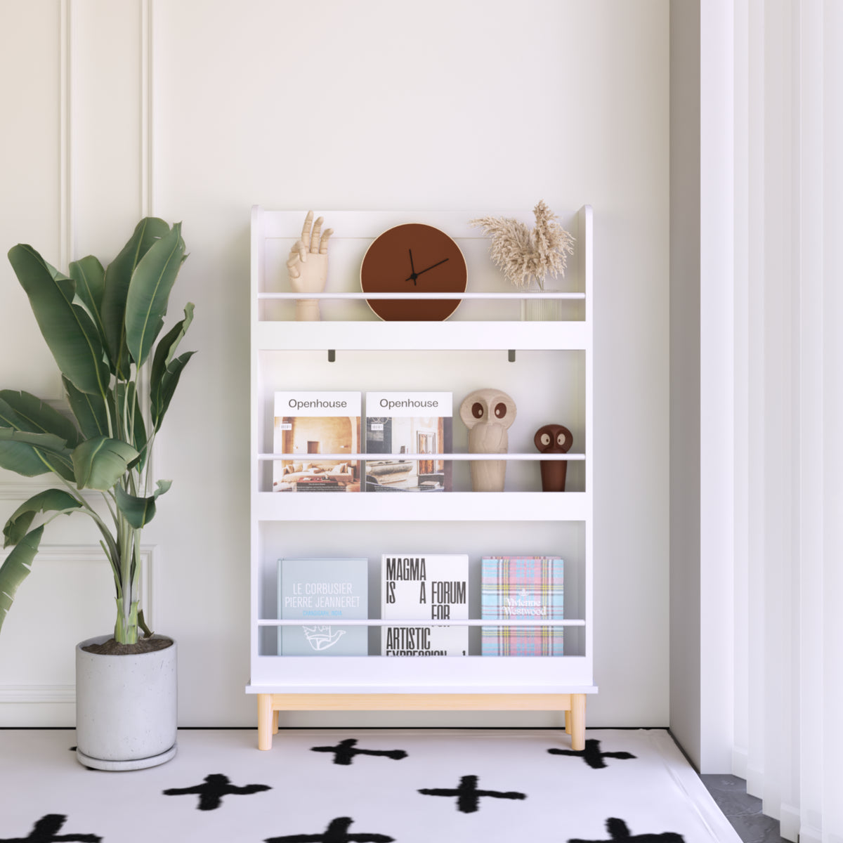 Wall-Mounted Front-Facing Nursery Bookshelf with 3 Display Shelves – image 1