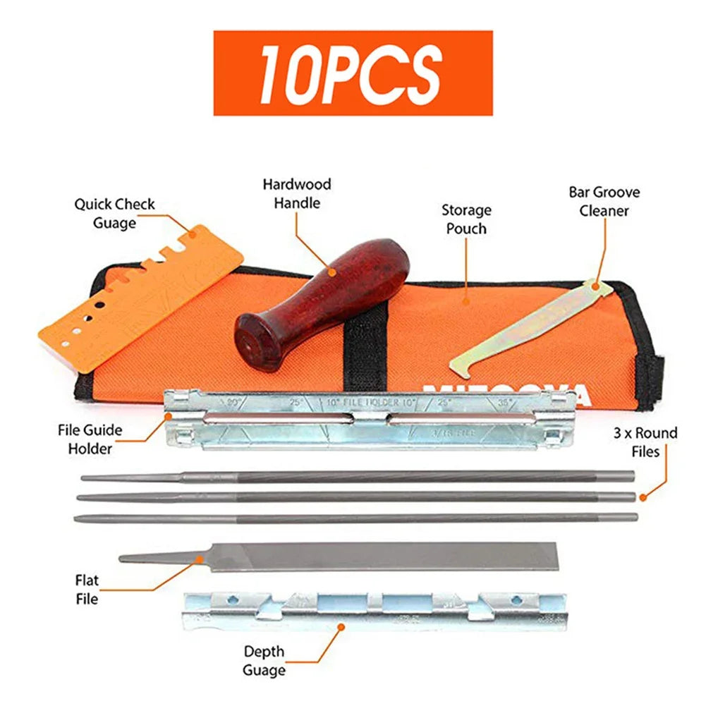 Chainsaw Sharpening Kit 10 Pcs – Round Files, Guide and Depth Gauge – image 7